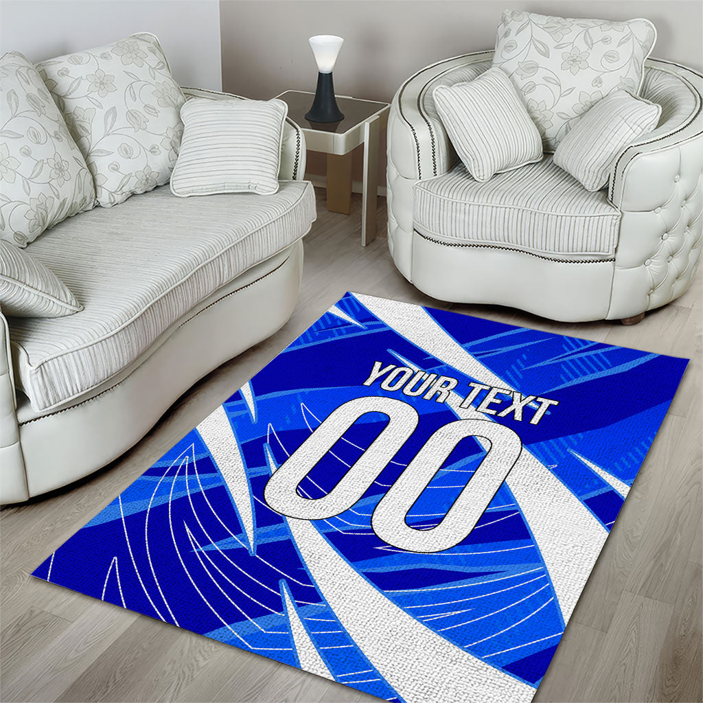 Personalized Uzbekistan Soccer Wolf Mascot Area Rug Uzbekistan Football Dynamic Cartoon Geometric