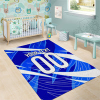 Personalized Uzbekistan Soccer Wolf Mascot Area Rug Uzbekistan Football Dynamic Cartoon Geometric