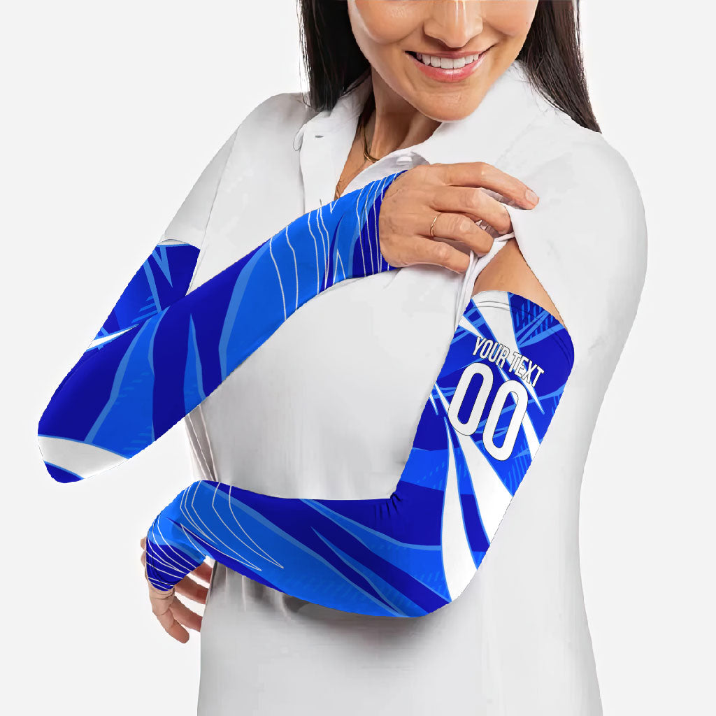 Personalized Uzbekistan Soccer Wolf Mascot Arm Sleeves Uzbekistan Football Dynamic Cartoon Geometric