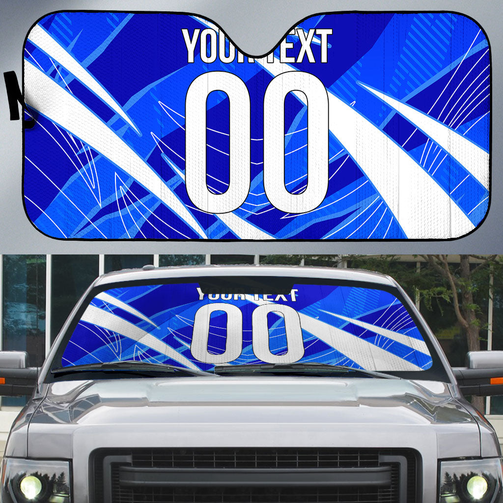 Personalized Uzbekistan Soccer Wolf Mascot Auto Sun Shade Uzbekistan Football Dynamic Cartoon Geometric