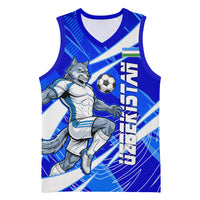 Personalized Uzbekistan Soccer Wolf Mascot Basketball Jersey Uzbekistan Football Dynamic Cartoon Geometric