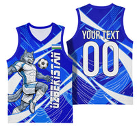 Personalized Uzbekistan Soccer Wolf Mascot Basketball Jersey Uzbekistan Football Dynamic Cartoon Geometric