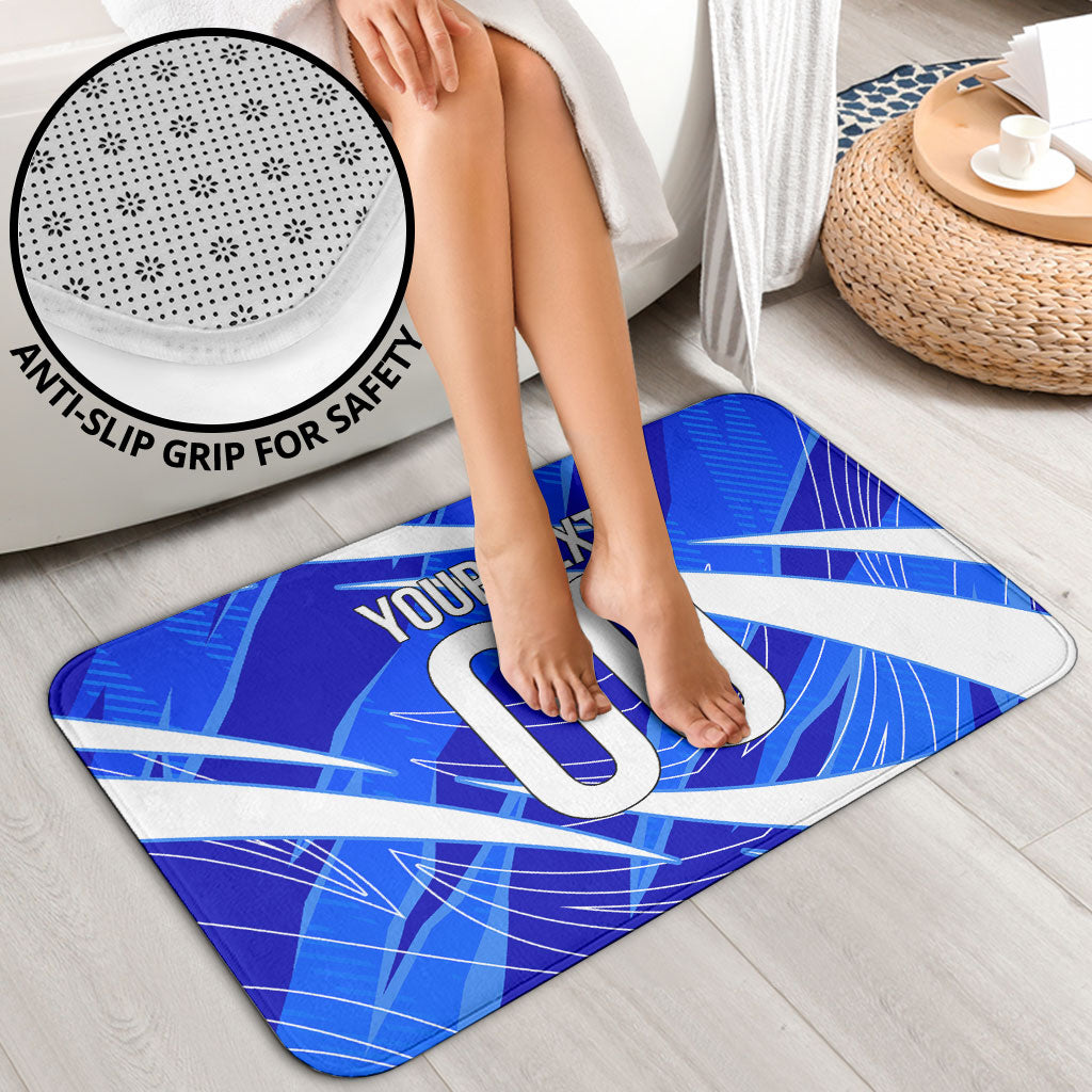 Personalized Uzbekistan Soccer Wolf Mascot Bathroom Set Uzbekistan Football Dynamic Cartoon Geometric