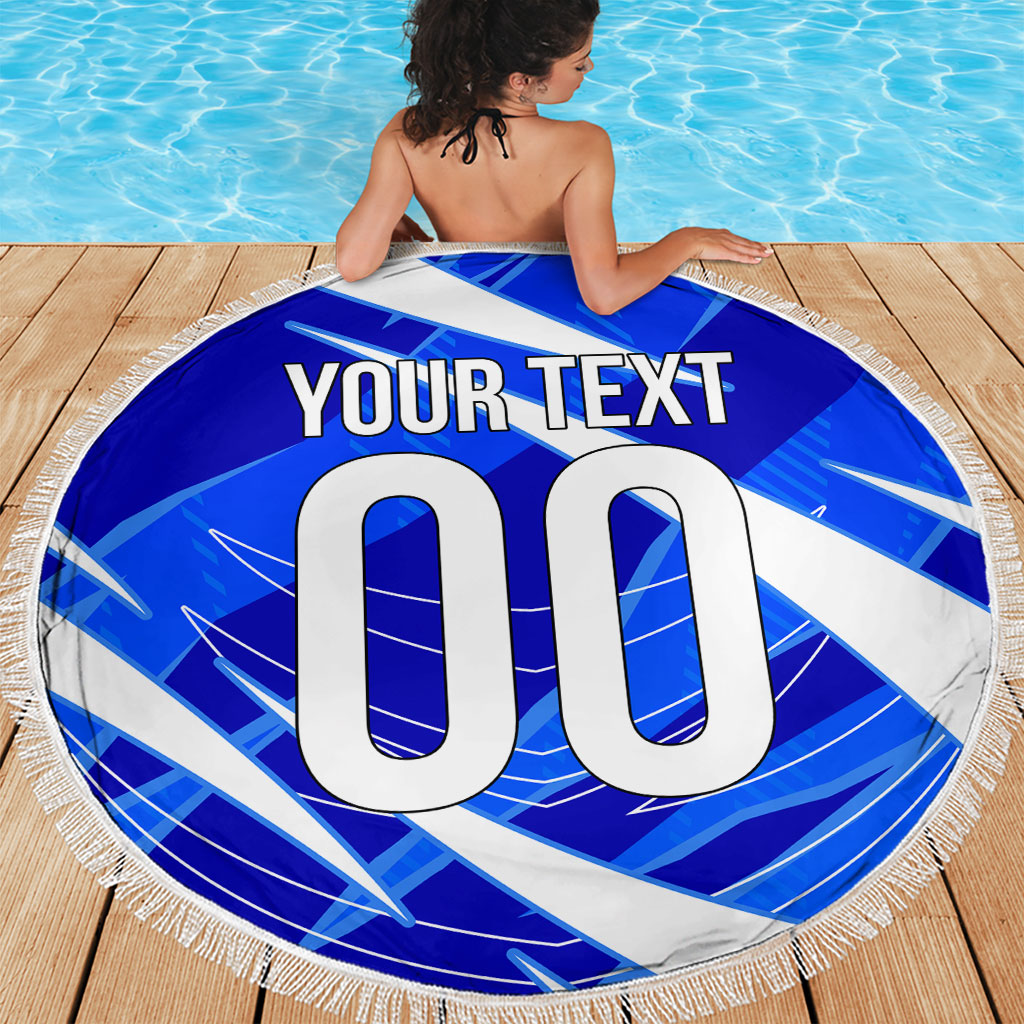 Personalized Uzbekistan Soccer Wolf Mascot Beach Blanket Uzbekistan Football Dynamic Cartoon Geometric