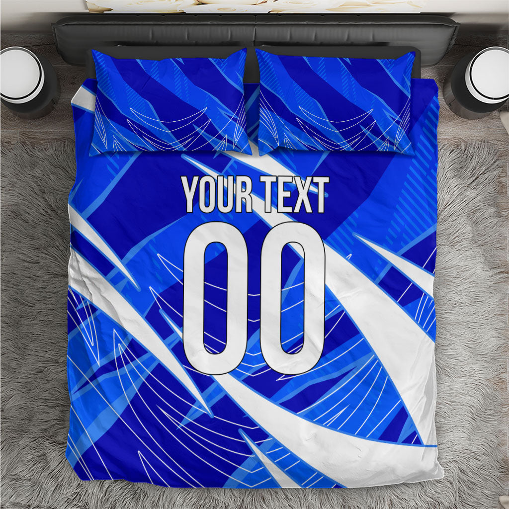 Personalized Uzbekistan Soccer Wolf Mascot Bedding Set Uzbekistan Football Dynamic Cartoon Geometric