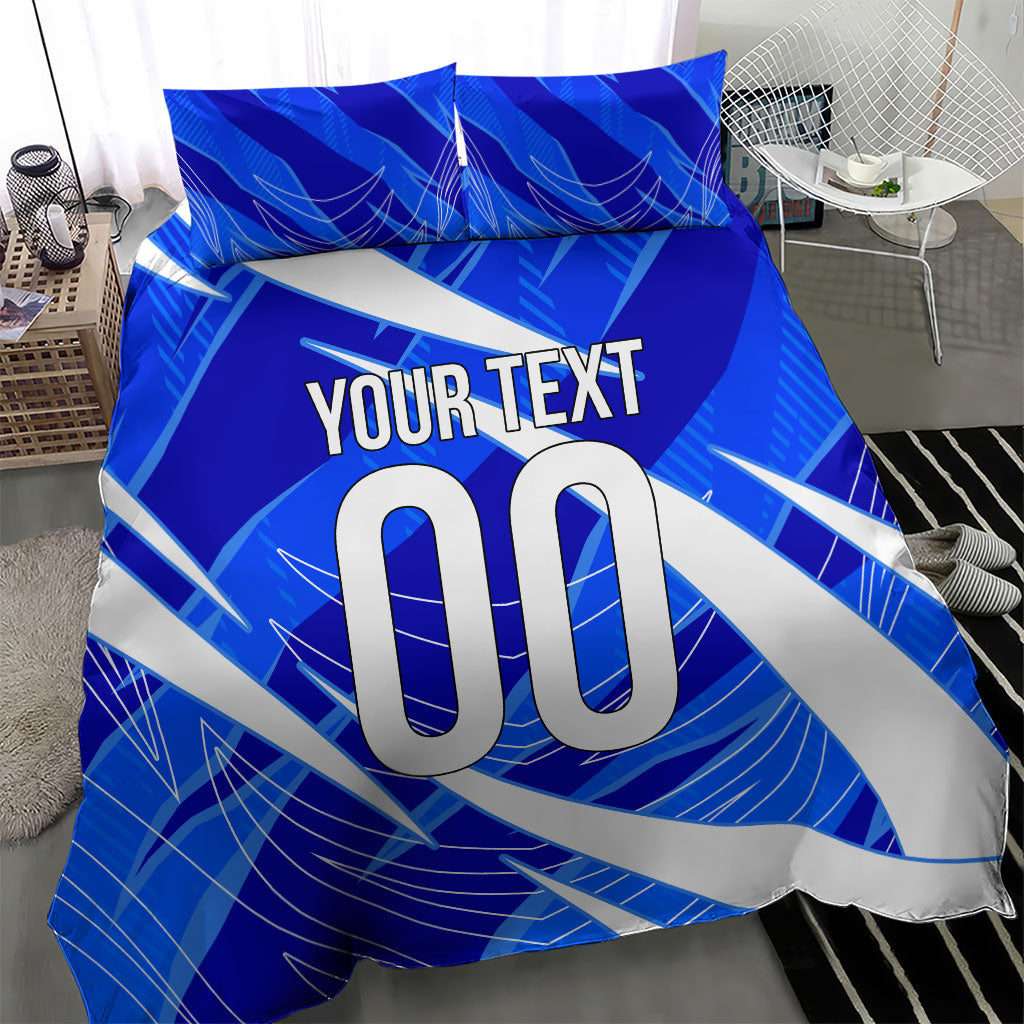 Personalized Uzbekistan Soccer Wolf Mascot Bedding Set Uzbekistan Football Dynamic Cartoon Geometric