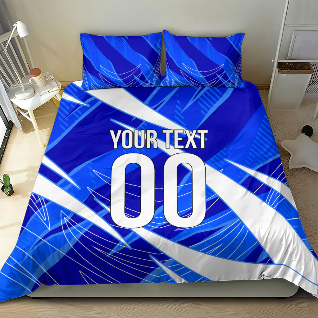 Personalized Uzbekistan Soccer Wolf Mascot Bedding Set Uzbekistan Football Dynamic Cartoon Geometric