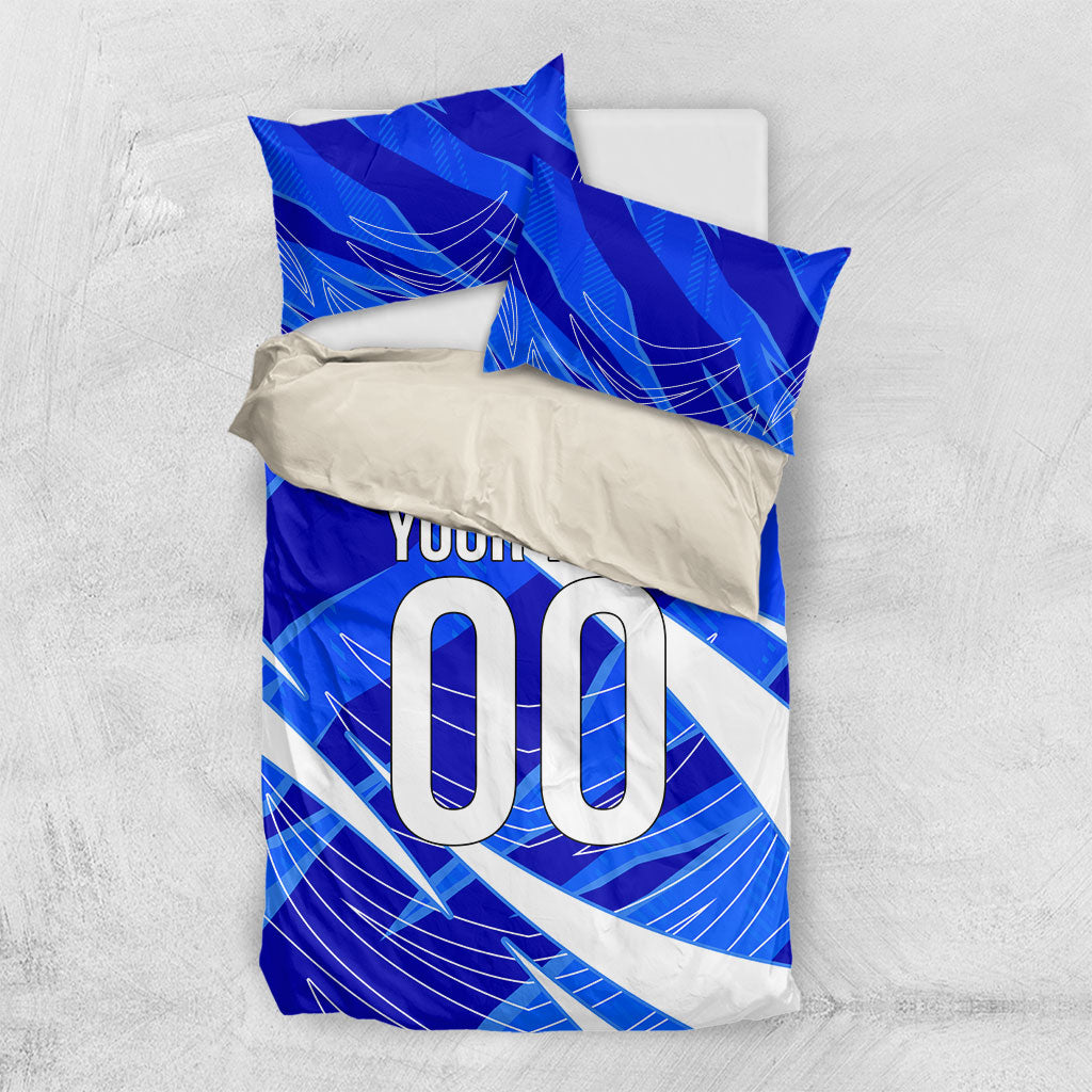 Personalized Uzbekistan Soccer Wolf Mascot Bedding Set Uzbekistan Football Dynamic Cartoon Geometric