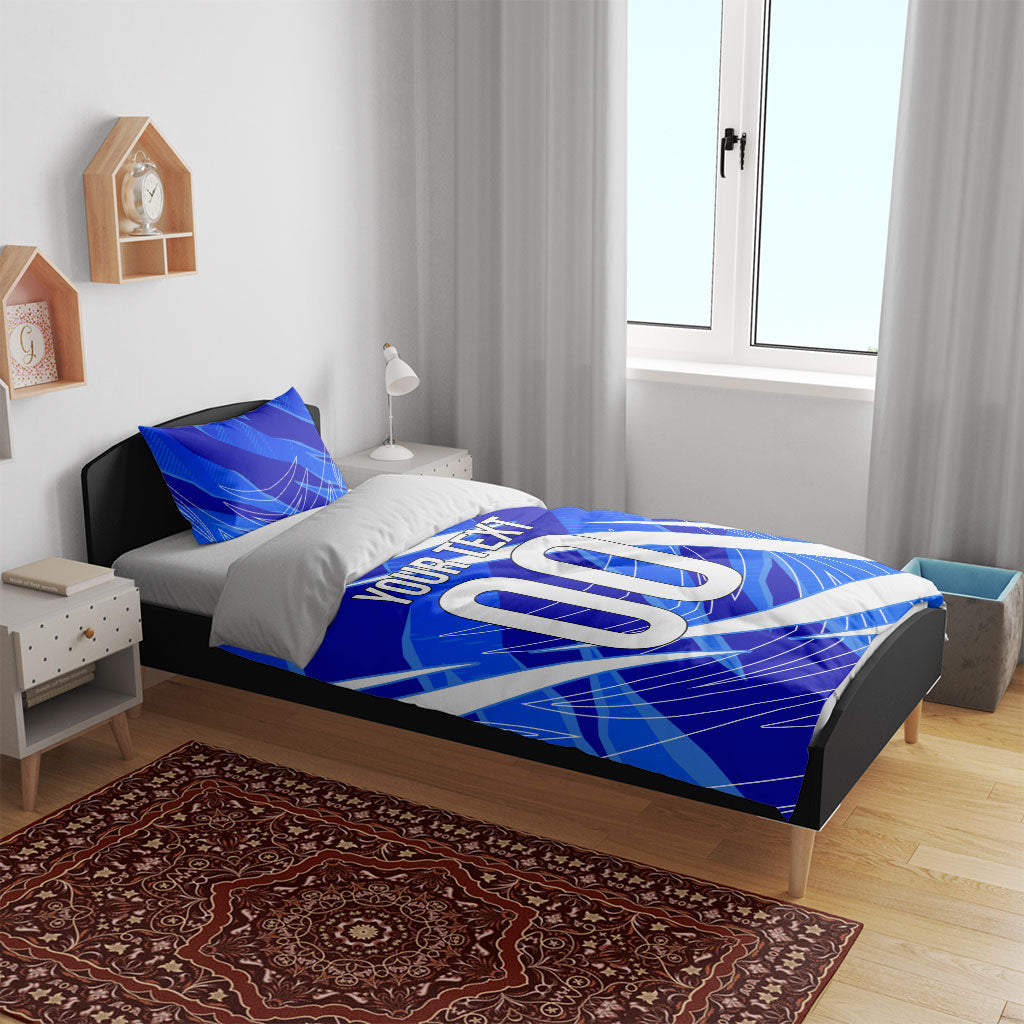 Personalized Uzbekistan Soccer Wolf Mascot Bedding Set Uzbekistan Football Dynamic Cartoon Geometric