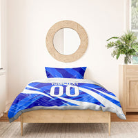 Personalized Uzbekistan Soccer Wolf Mascot Bedding Set Uzbekistan Football Dynamic Cartoon Geometric