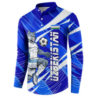 Personalized Uzbekistan Soccer Wolf Mascot Button Sweatshirt Uzbekistan Football Dynamic Cartoon Geometric