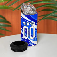 Personalized Uzbekistan Soccer Wolf Mascot 4 in 1 Can Cooler Tumbler Uzbekistan Football Dynamic Cartoon Geometric