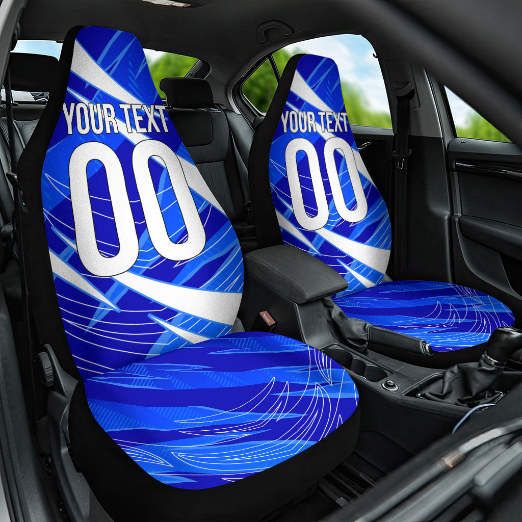 Personalized Uzbekistan Soccer Wolf Mascot Car Seat Cover Uzbekistan Football Dynamic Cartoon Geometric