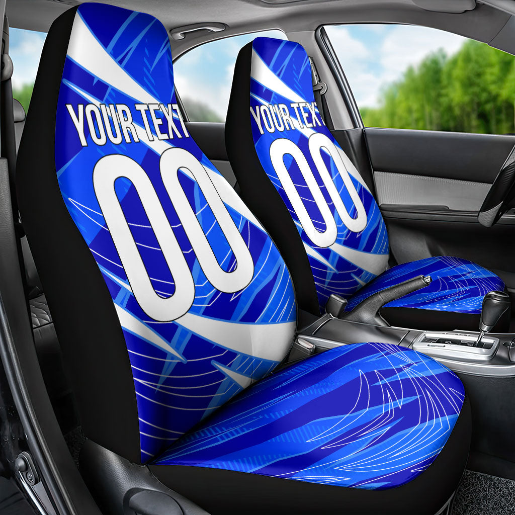 Personalized Uzbekistan Soccer Wolf Mascot Car Seat Cover Uzbekistan Football Dynamic Cartoon Geometric