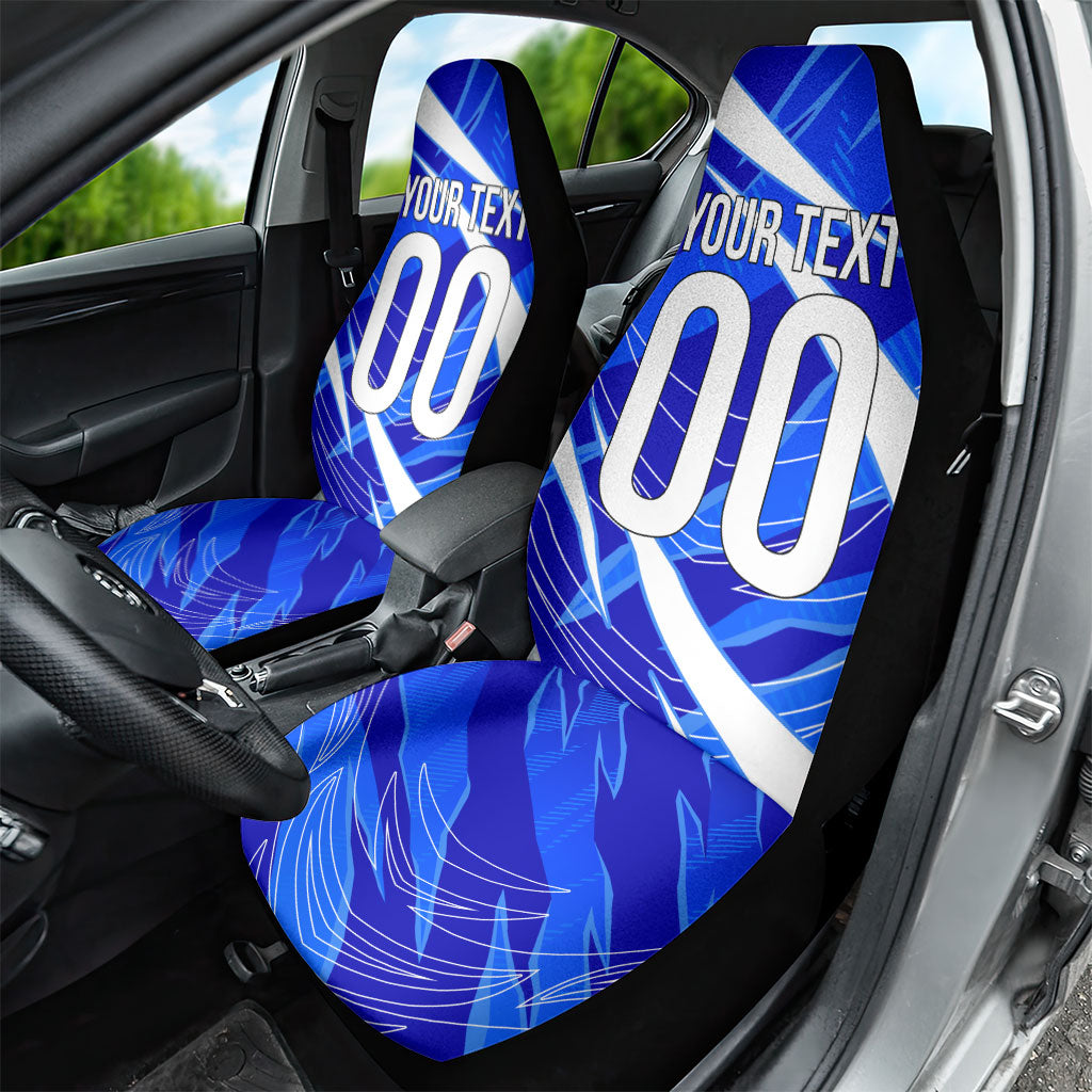 Personalized Uzbekistan Soccer Wolf Mascot Car Seat Cover Uzbekistan Football Dynamic Cartoon Geometric