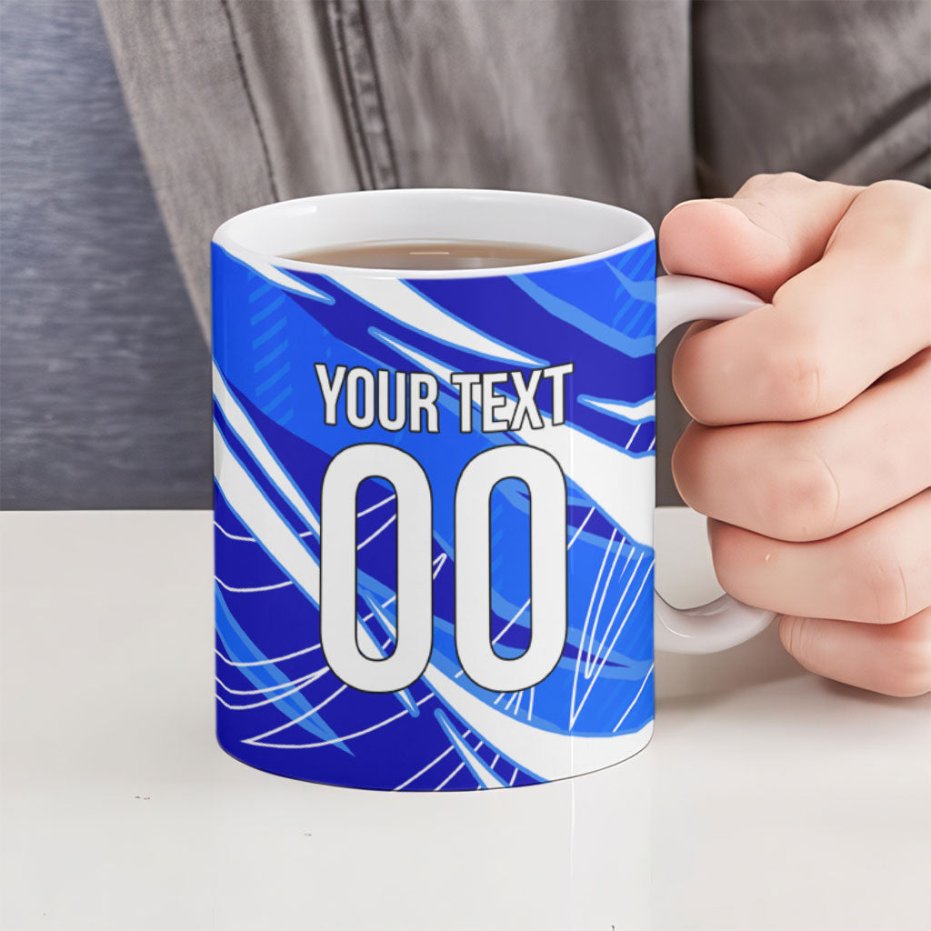 Personalized Uzbekistan Soccer Wolf Mascot Ceramic Mug Uzbekistan Football Dynamic Cartoon Geometric