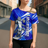 Personalized Uzbekistan Soccer Wolf Mascot Cross Shoulder Shirt Uzbekistan Football Dynamic Cartoon Geometric
