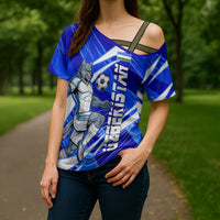 Personalized Uzbekistan Soccer Wolf Mascot Cross Shoulder Shirt Uzbekistan Football Dynamic Cartoon Geometric