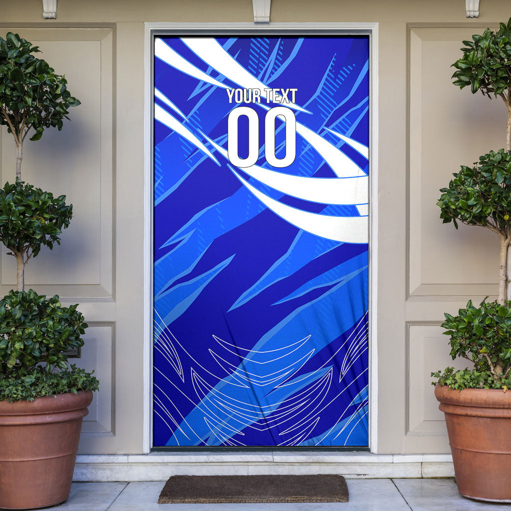 Personalized Uzbekistan Soccer Wolf Mascot Door Cover Uzbekistan Football Dynamic Cartoon Geometric