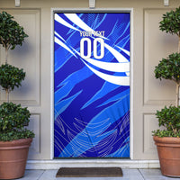 Personalized Uzbekistan Soccer Wolf Mascot Door Cover Uzbekistan Football Dynamic Cartoon Geometric
