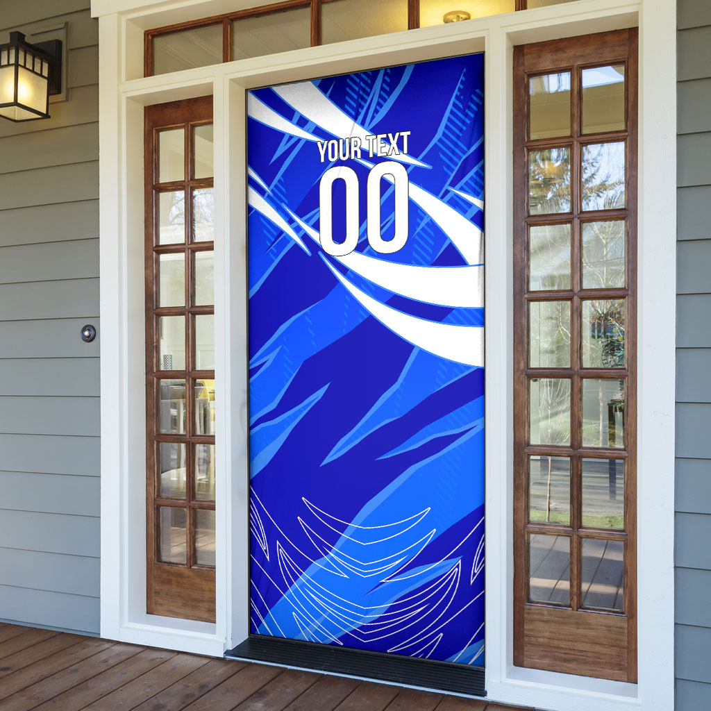 Personalized Uzbekistan Soccer Wolf Mascot Door Cover Uzbekistan Football Dynamic Cartoon Geometric