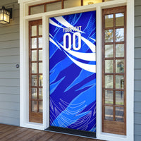 Personalized Uzbekistan Soccer Wolf Mascot Door Cover Uzbekistan Football Dynamic Cartoon Geometric