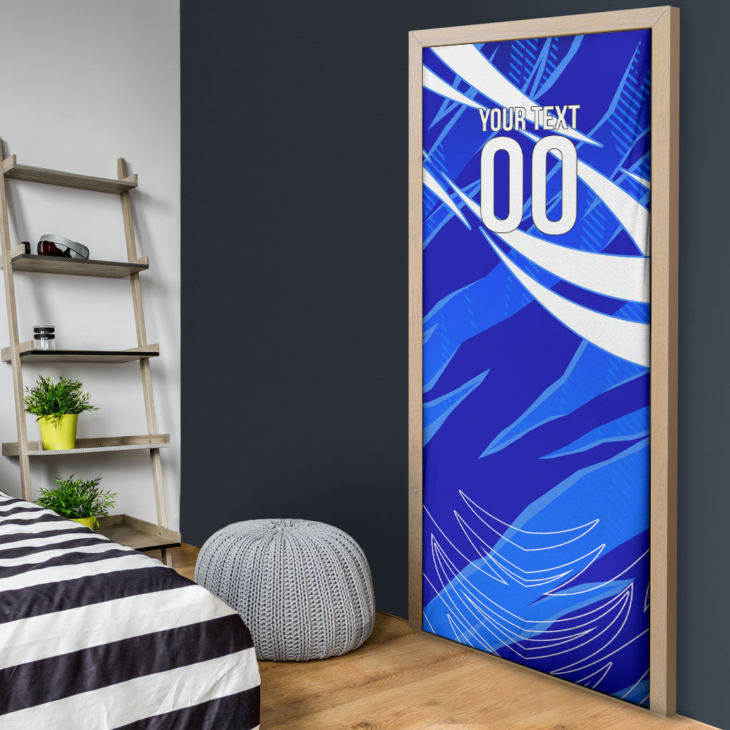 Personalized Uzbekistan Soccer Wolf Mascot Door Cover Uzbekistan Football Dynamic Cartoon Geometric