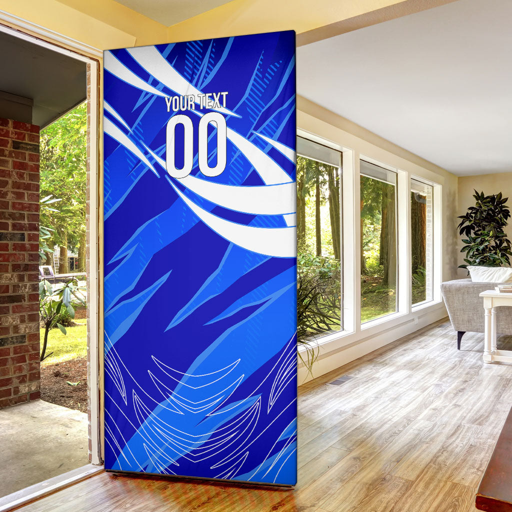 Personalized Uzbekistan Soccer Wolf Mascot Door Cover Uzbekistan Football Dynamic Cartoon Geometric