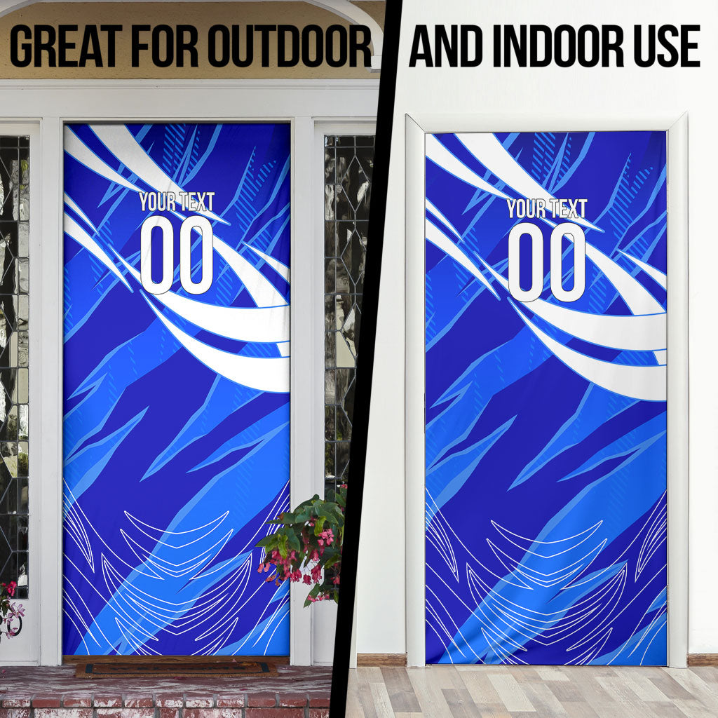 Personalized Uzbekistan Soccer Wolf Mascot Door Cover Uzbekistan Football Dynamic Cartoon Geometric