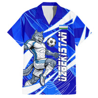 Personalized Uzbekistan Soccer Wolf Mascot Hawaiian Shirt Uzbekistan Football Dynamic Cartoon Geometric