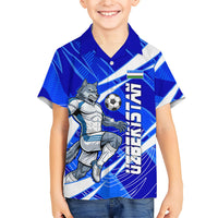 Personalized Uzbekistan Soccer Wolf Mascot Hawaiian Shirt Uzbekistan Football Dynamic Cartoon Geometric