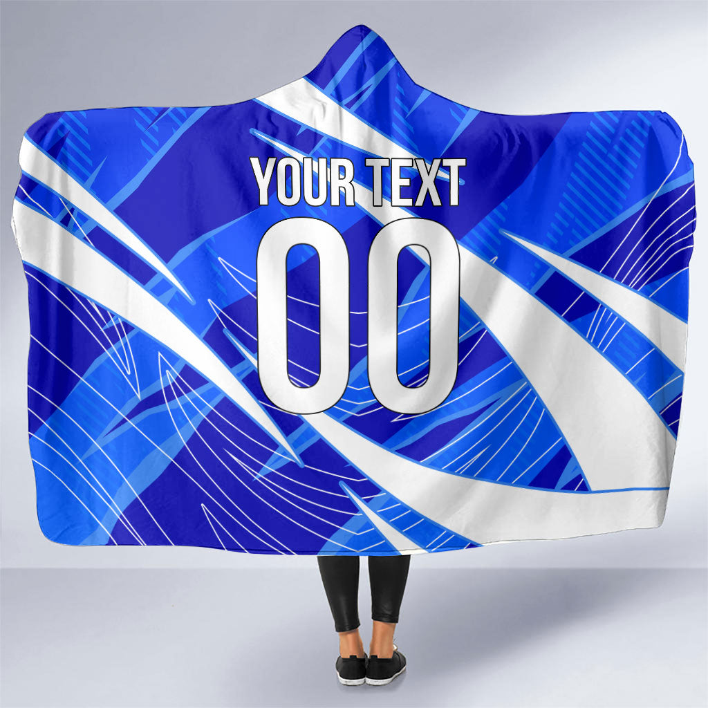 Personalized Uzbekistan Soccer Wolf Mascot Hooded Blanket Uzbekistan Football Dynamic Cartoon Geometric