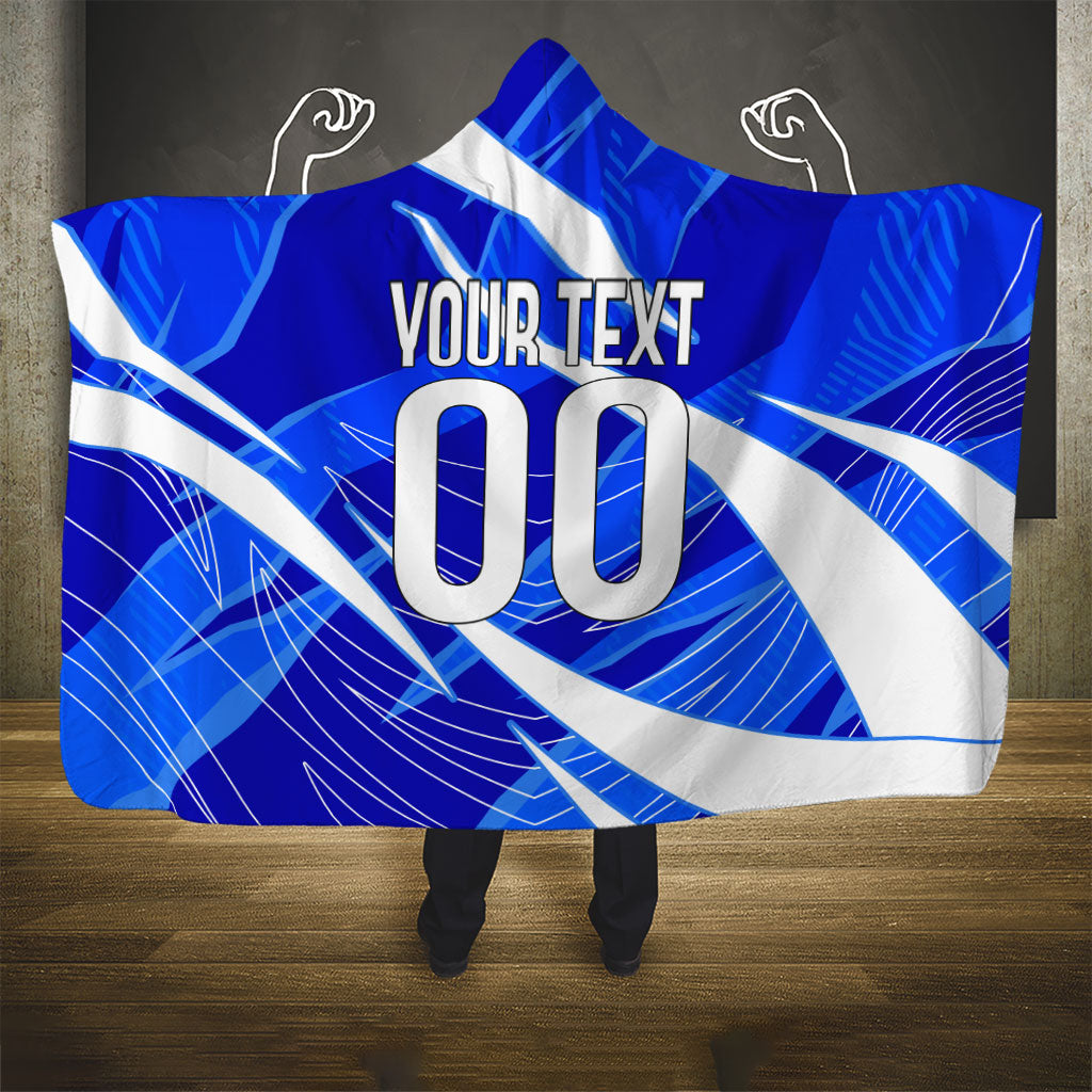Personalized Uzbekistan Soccer Wolf Mascot Hooded Blanket Uzbekistan Football Dynamic Cartoon Geometric