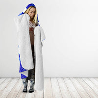Personalized Uzbekistan Soccer Wolf Mascot Hooded Blanket Uzbekistan Football Dynamic Cartoon Geometric