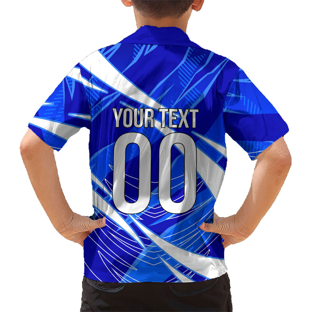 Personalized Uzbekistan Soccer Wolf Mascot Kid Hawaiian Shirt Uzbekistan Football Dynamic Cartoon Geometric