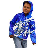 Personalized Uzbekistan Soccer Wolf Mascot Kid Hoodie Uzbekistan Football Dynamic Cartoon Geometric