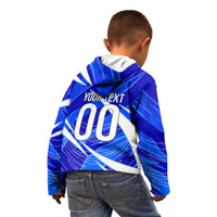 Personalized Uzbekistan Soccer Wolf Mascot Kid Hoodie Uzbekistan Football Dynamic Cartoon Geometric