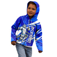 Personalized Uzbekistan Soccer Wolf Mascot Kid Hoodie Uzbekistan Football Dynamic Cartoon Geometric