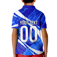 Personalized Uzbekistan Soccer Wolf Mascot Kid Polo Shirt Uzbekistan Football Dynamic Cartoon Geometric