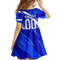 Personalized Uzbekistan Soccer Wolf Mascot Kid Short Sleeve Dress Uzbekistan Football Dynamic Cartoon Geometric