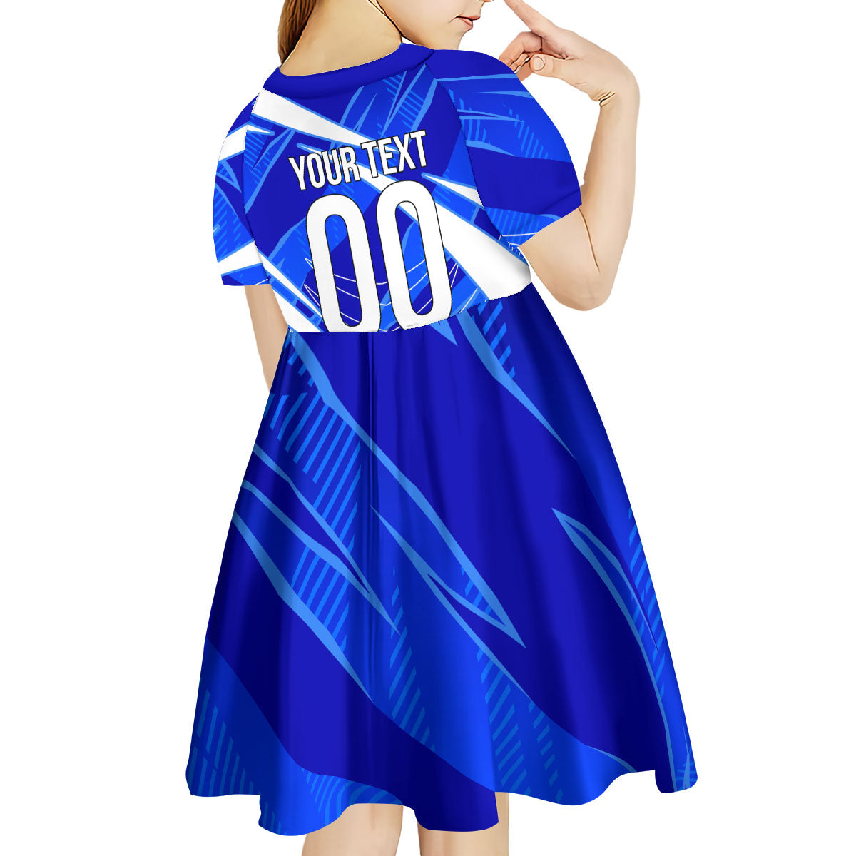 Personalized Uzbekistan Soccer Wolf Mascot Kid Short Sleeve Dress Uzbekistan Football Dynamic Cartoon Geometric