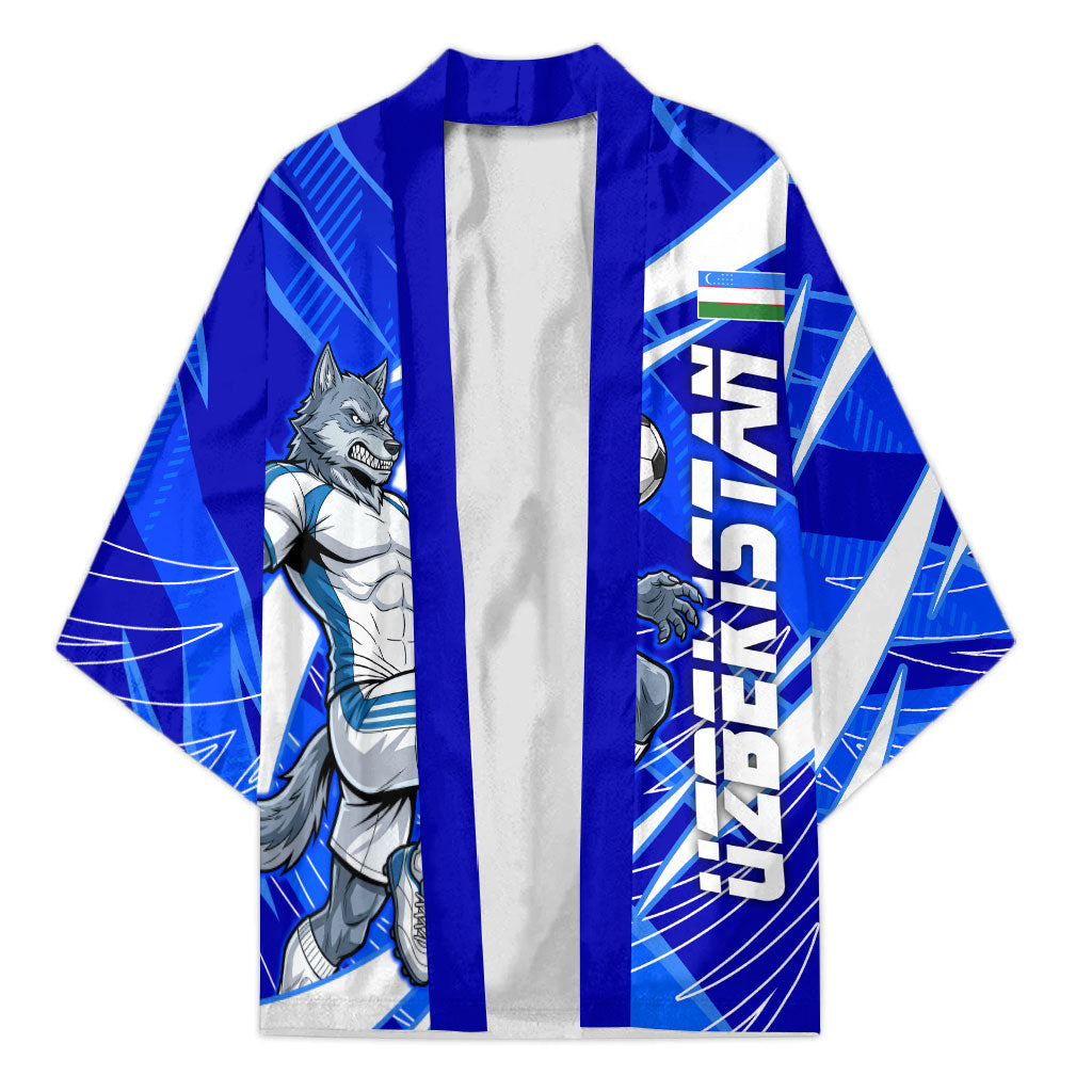 Personalized Uzbekistan Soccer Wolf Mascot Kimono Uzbekistan Football Dynamic Cartoon Geometric