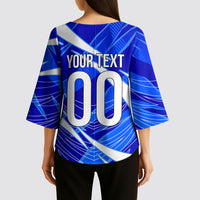 Personalized Uzbekistan Soccer Wolf Mascot Kimono Sleeve Blouse Uzbekistan Football Dynamic Cartoon Geometric