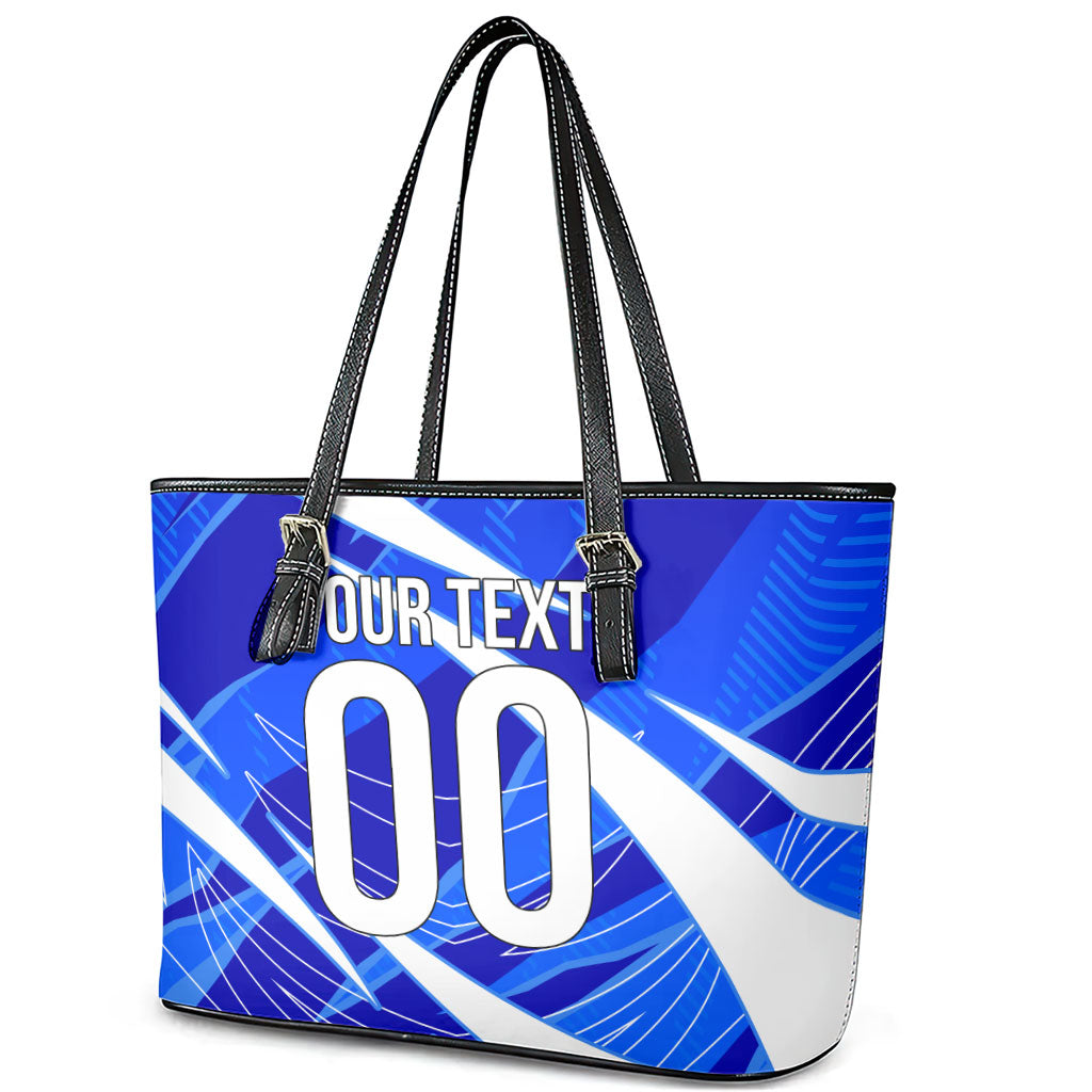 Personalized Uzbekistan Soccer Wolf Mascot Leather Tote Bag Uzbekistan Football Dynamic Cartoon Geometric