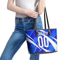 Personalized Uzbekistan Soccer Wolf Mascot Leather Tote Bag Uzbekistan Football Dynamic Cartoon Geometric