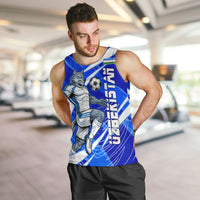 Personalized Uzbekistan Soccer Wolf Mascot Men Tank Top Uzbekistan Football Dynamic Cartoon Geometric