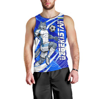 Personalized Uzbekistan Soccer Wolf Mascot Men Tank Top Uzbekistan Football Dynamic Cartoon Geometric