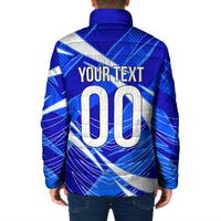 Personalized Uzbekistan Soccer Wolf Mascot Padded Jacket Uzbekistan Football Dynamic Cartoon Geometric
