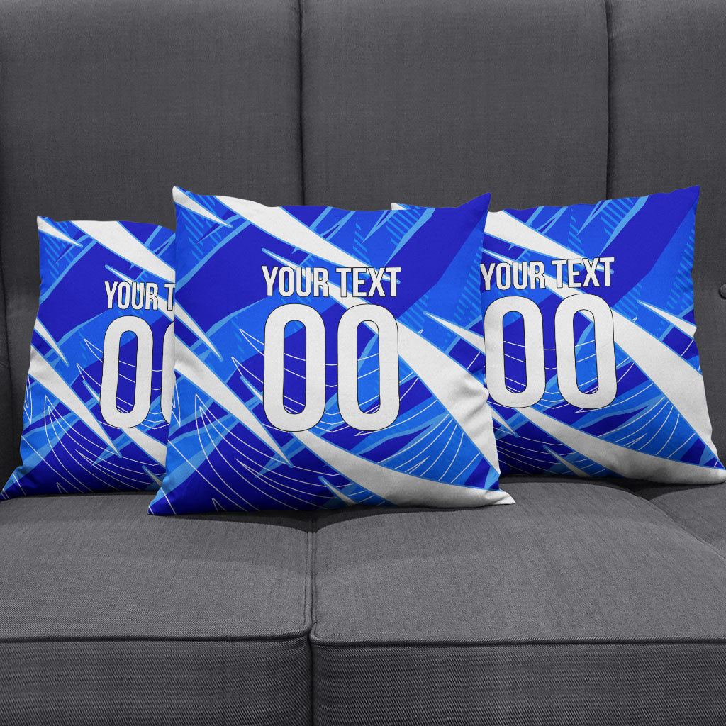 Personalized Uzbekistan Soccer Wolf Mascot Pillow Cover Uzbekistan Football Dynamic Cartoon Geometric