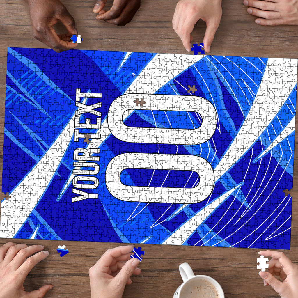 Personalized Uzbekistan Soccer Wolf Mascot Puzzle Uzbekistan Football Dynamic Cartoon Geometric